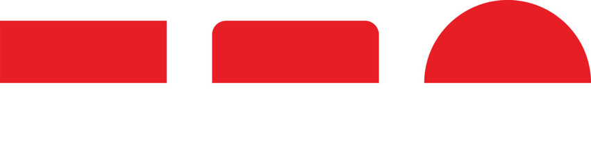 Red geometric shapes on white background