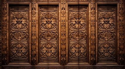 wood carvings, detailed displays of carved wood, decorations depicting flowers, displaying intricate craftsmanship and artistic designs