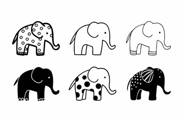 set of Elephant silhouette vector illustration
