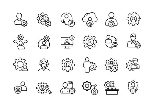 Black Minimalist User Admin Management Icons Set