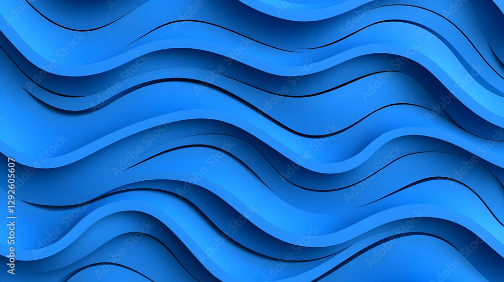 Poster abstract blue waves background with smooth flowing curves design
