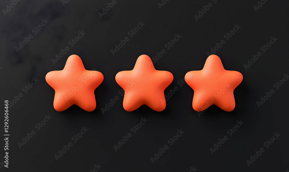 Poster Three Orange Star Shaped Objects on Dark Background for Design Use