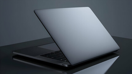 Modern Laptop on Reflection Surface in Dark Minimalist Setting