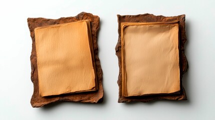 Antique Paper and Textured Stone Set Against a White Background Displaying Aging Effects Design