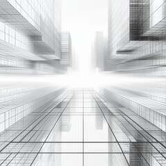 Fototapeta premium Abstract Urban Architecture Perspective with Modern Glass Buildings and Futuristic Cityscape View for Minimalist Design and Contemporary Themes