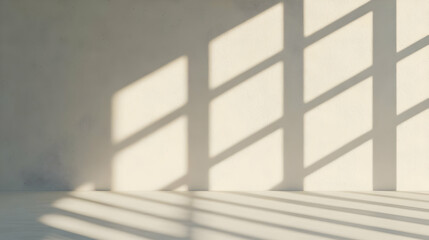 Fototapeta premium Soft Shadows on Minimalist Wall Creating Serene Interior Atmosphere