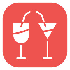 Colorful Glyph Wine Glass and Martini Glass Square Icon