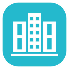 Colorful Glyph Hotel Building Square Icon