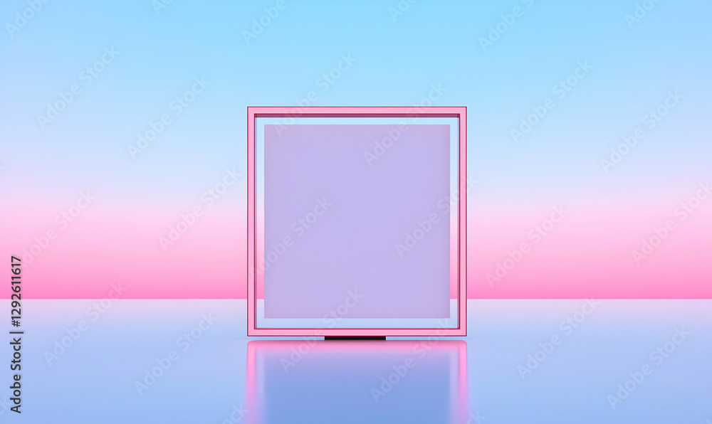 Poster minimalist abstract background with square frame and soft colors