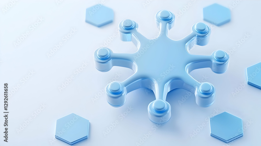 Aufkleber light blue snowflake shape with geometric elements on background