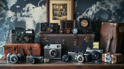 Vintage Cameras on Wooden Table (1)