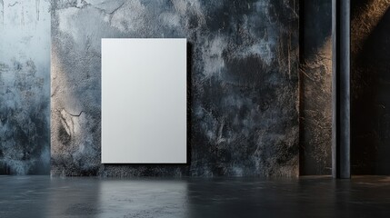 Blank canvas on grunge wall, perfect for showcasing artwork, product designs, or typography. Ideal for modern, minimalist designs needing a backdrop.