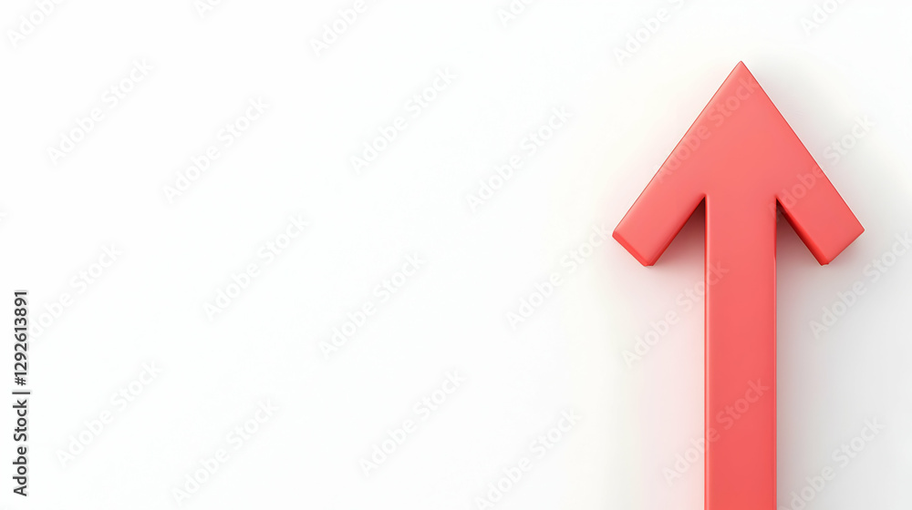 Poster red arrow pointing upwards symbolizing growth and progress in design