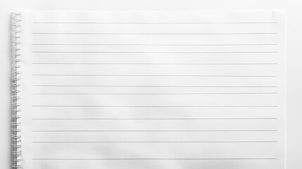 Blank spiral notebook with lined pages. Perfect for education, notes, or lists.
