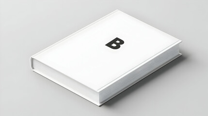 Minimalist White Book with Black Letter B on Cover for Design Use