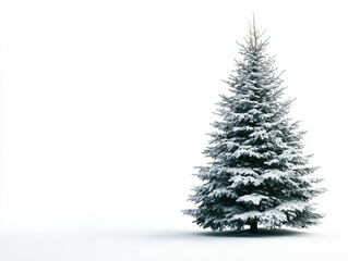 Obraz premium A Majestic Snow-Covered Evergreen Christmas Tree: Capturing the Serene Beauty and Festive Spirit of Winter Wonderland Celebrations