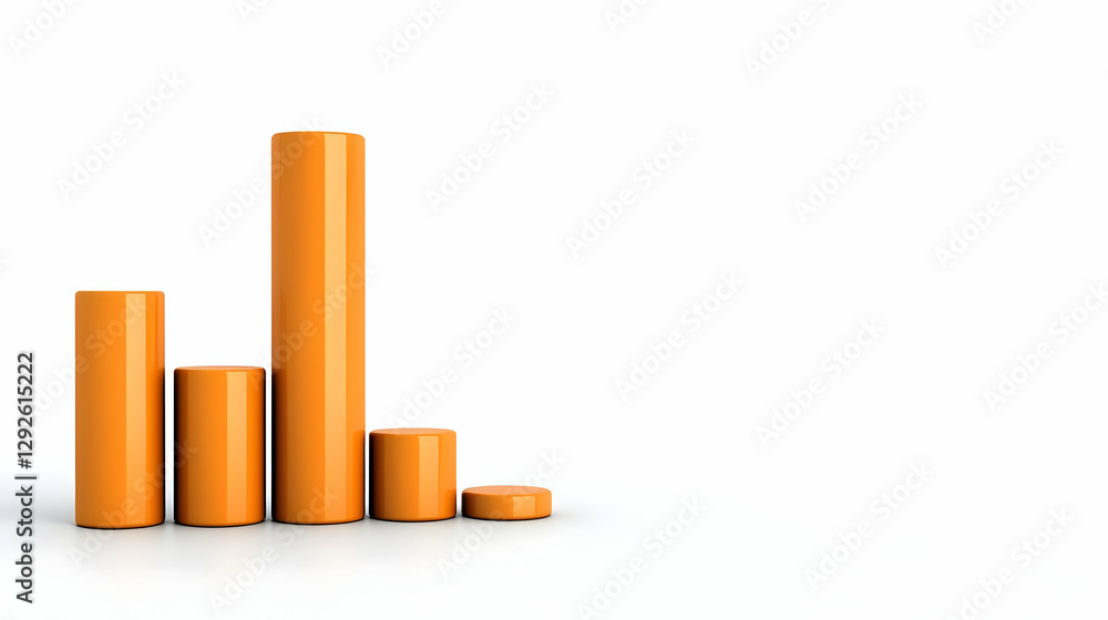 Poster orange bar graph showing growth with minimalist design elements