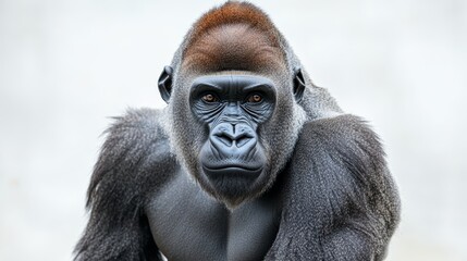 Obraz premium Gorilla Portrait: Alert Isolated on White