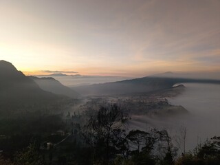sunset in the bromo mountains