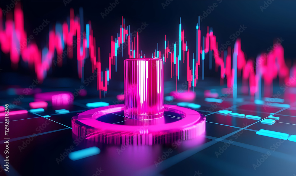 Poster abstract financial data visualization with bright colors and patterns
