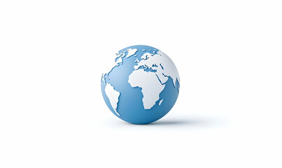 Fototapeta premium Blue and White Globe with Detailed Continents on White Background