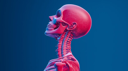 Exploring human anatomy detailed skeleton model scientific illustration studio setting side view educational purpose