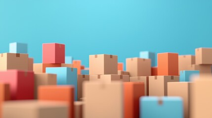 Colorful stacked boxes against a blue background, suggesting shipping or logistics concepts.