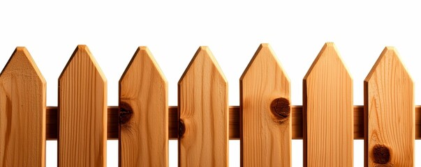 Wooden Picket Fence with Pointed Tops and Natural Wood Grain Texture for Garden Enclosure Project