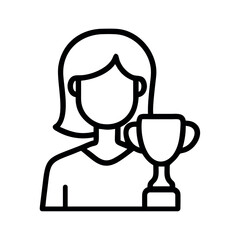 Obraz premium Business Woman Icon Trophy Achievement Success Outline