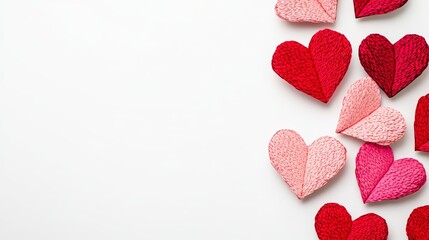 Obraz premium Handcrafted Paper Heart Array on White