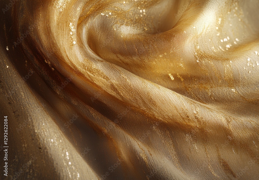 Poster elegant golden fabric texture with intricate patterns and shimmering details, perfect for background