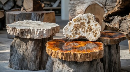 Petrified Wood Tables Displaying Natural Beauty