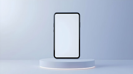 Modern Smartphone Displayed on Minimalist Pedestal in Soft Light
