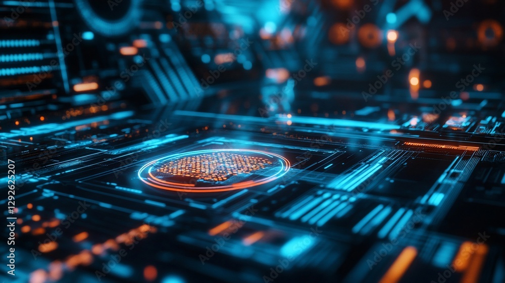 Poster futuristic digital interface: abstract technological network