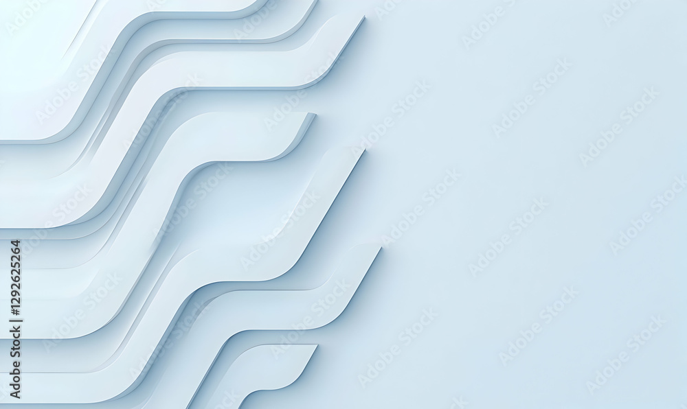 Poster modern abstract waves in soft blue tones for background design