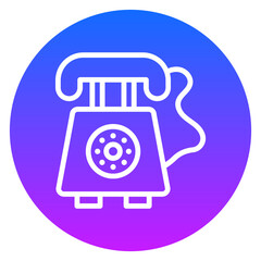 Gradient Line Art Vintage Rotary Telephone with Curly Cord Circle Icon