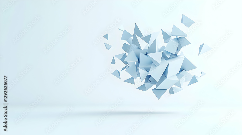 Poster abstract geometric shapes in 3d space with soft color palette