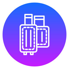 Gradient Line Art Two Wheeled Suitcases Standing Upright Circle Icon