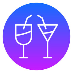 Gradient Line Art Wine Glass and Martini Glass Circle Icon