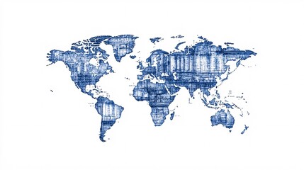 Obraz premium stylish blue world map illustration for modern design projects