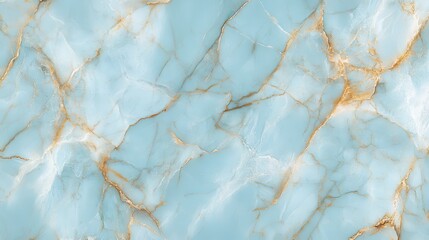 High-resolution image of light blue marble with gold veins. Ideal for backgrounds, textures, or design projects needing a luxurious feel.