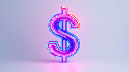 Obraz premium Vibrant Neon Money Symbol in Colorful Glow on Soft Background