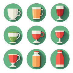 Colorful Drink Icons Showcase for Beverage and Bar Related Projects