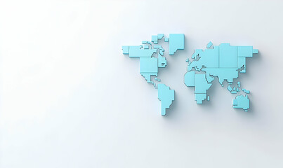 Abstract Light Blue World Map on Soft White Background