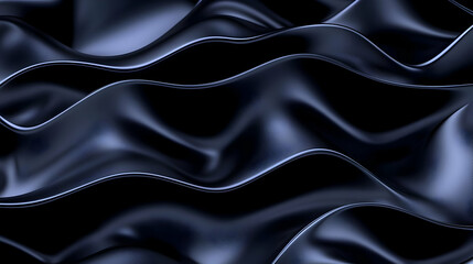 Fototapeta premium Smooth Dark Waves of Fabric Flowing Gracefully on Black Surface