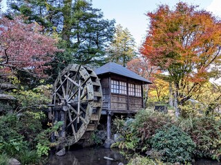 the beautiful garden with Waterwheel