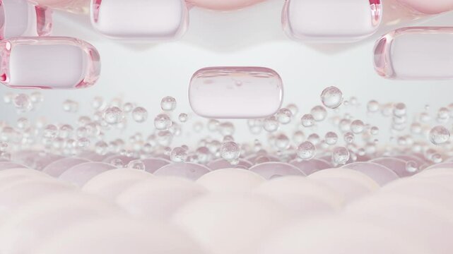 Hyaluronic acid penetrates skin layers, boosting hydration and firmness. 3D rendering