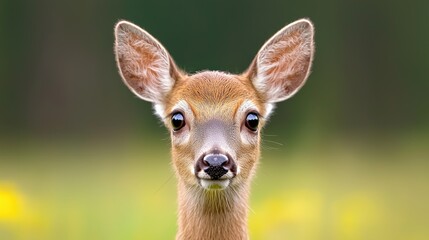 Close-up Portrait of a Fawn in a Field