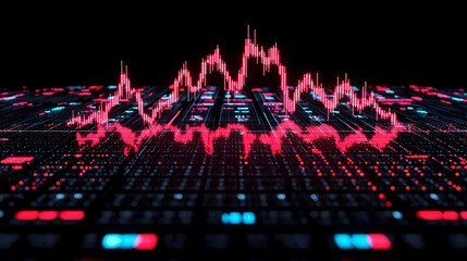 Abstract Stock Market Visualization with Red and Blue Elements