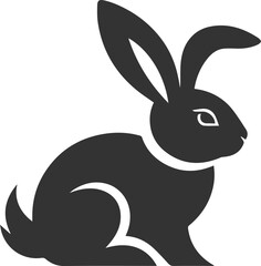 Rabbit with a tilted head, appearing curious animal vector silhouette